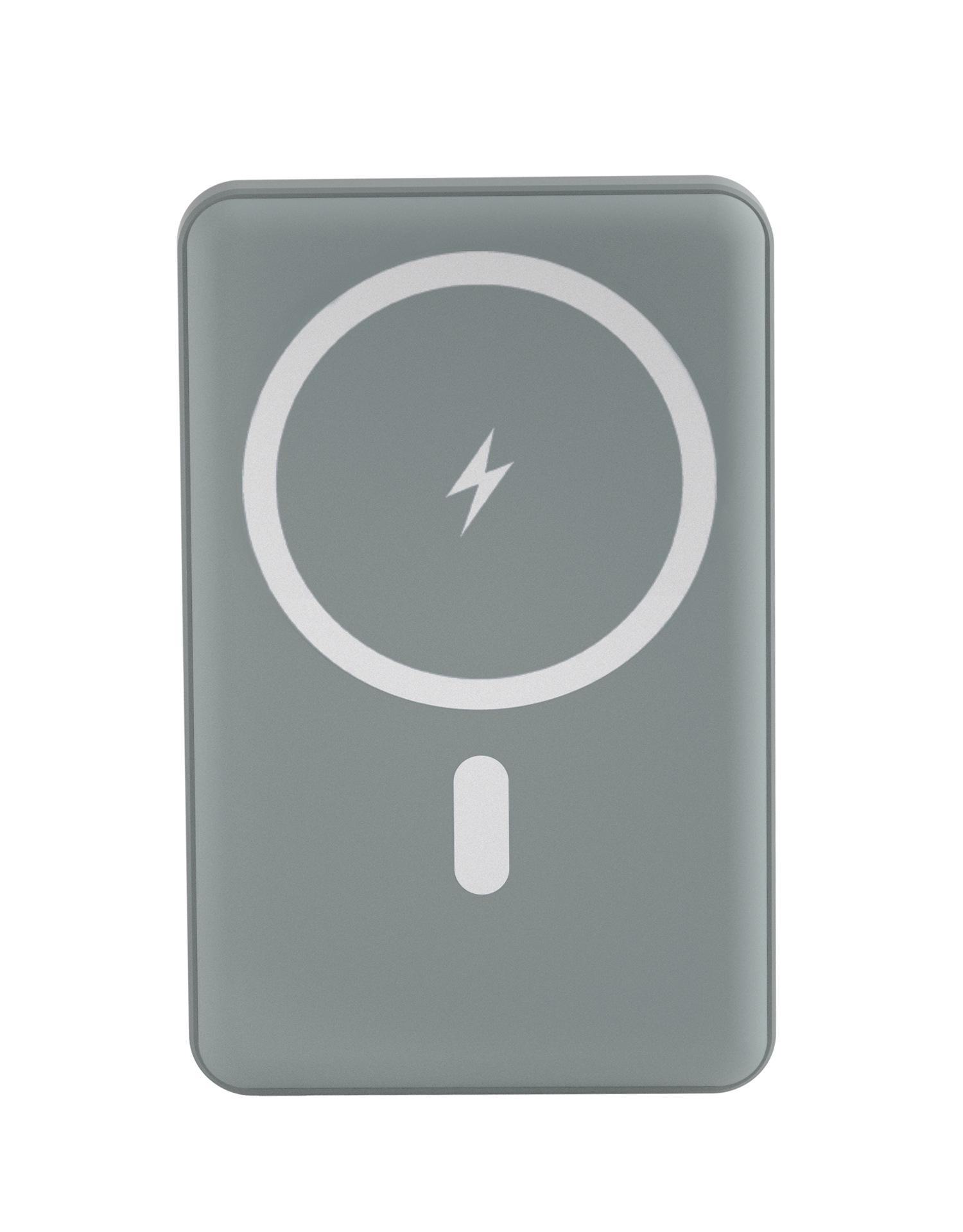 

Ультратонкий портативный внешний аккумулятор емкостью 5000 мАч с магнитным креплением и функцией беспроводной быстрой зарядки 5000 mAh серый