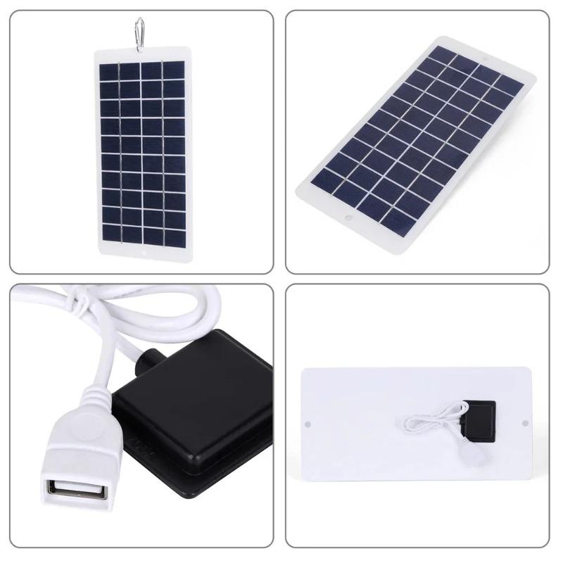 Solar Panel 2W With USB Outdoor Phone Charger Waterproof For Hiking And Camping Portable Solar Charging 5V Mobile Power Supply