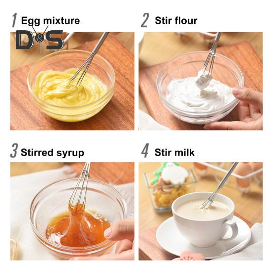 Mini Whisk Egg Beater Stainless Steel Wire Whisk for Whisking Mixing Beating Spring Handle Small Whisk