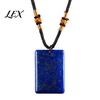 Fake Gemstone Jewelry Natural Crystal Pendant Necklace, Healing Energy Stone Necklace with Adjustable Braided Lanyard Rope, Polished for Men