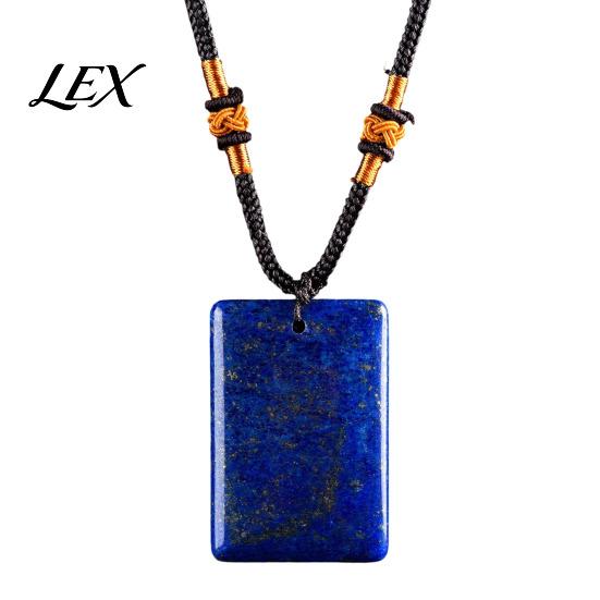 Fake Gemstone Jewelry Natural Crystal Pendant Necklace, Healing Energy Stone Necklace with Adjustable Braided Lanyard Rope, Polished for Men