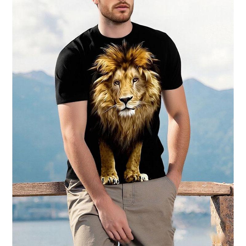 Summer Lion Animal Graphic T-Shirts 3D Print Men's Fashion Short Sleeve O-Neck T Shirt Casual Harajuku Y2K Top Tees Men Clothing