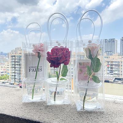PVC-Blumentasche, Stand-Blumentasche, transparente Einkaufstasche, DIY-Einzelblumenverpackung