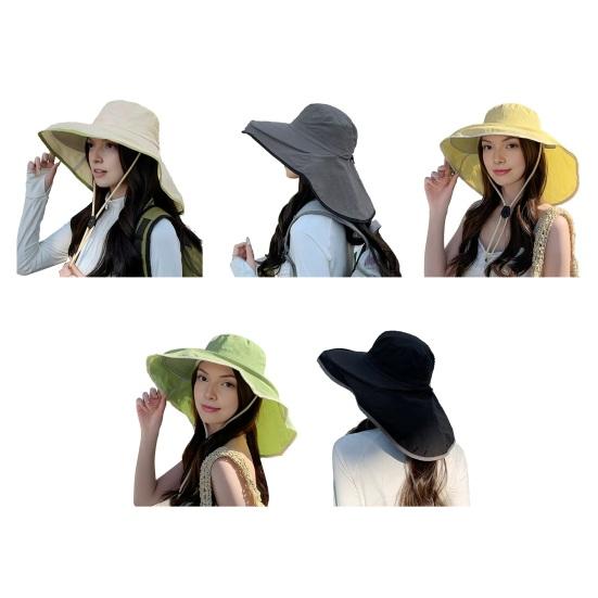 Fisherman Hat Wide Brim Shawl Design Big Head Circumference Quick-Drying Hat Extra Large Brim Neck Shawl Sun Protection Hat