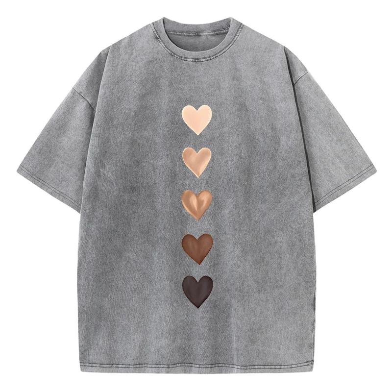 Mens Summer Love Graffiti Printed Washed Tshirt Round Neck Comfortable Streetwear S