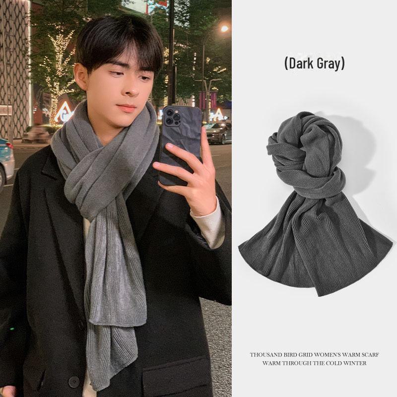 Herren Winterschal im koreanischen Stil mit Karomuster und Quaste