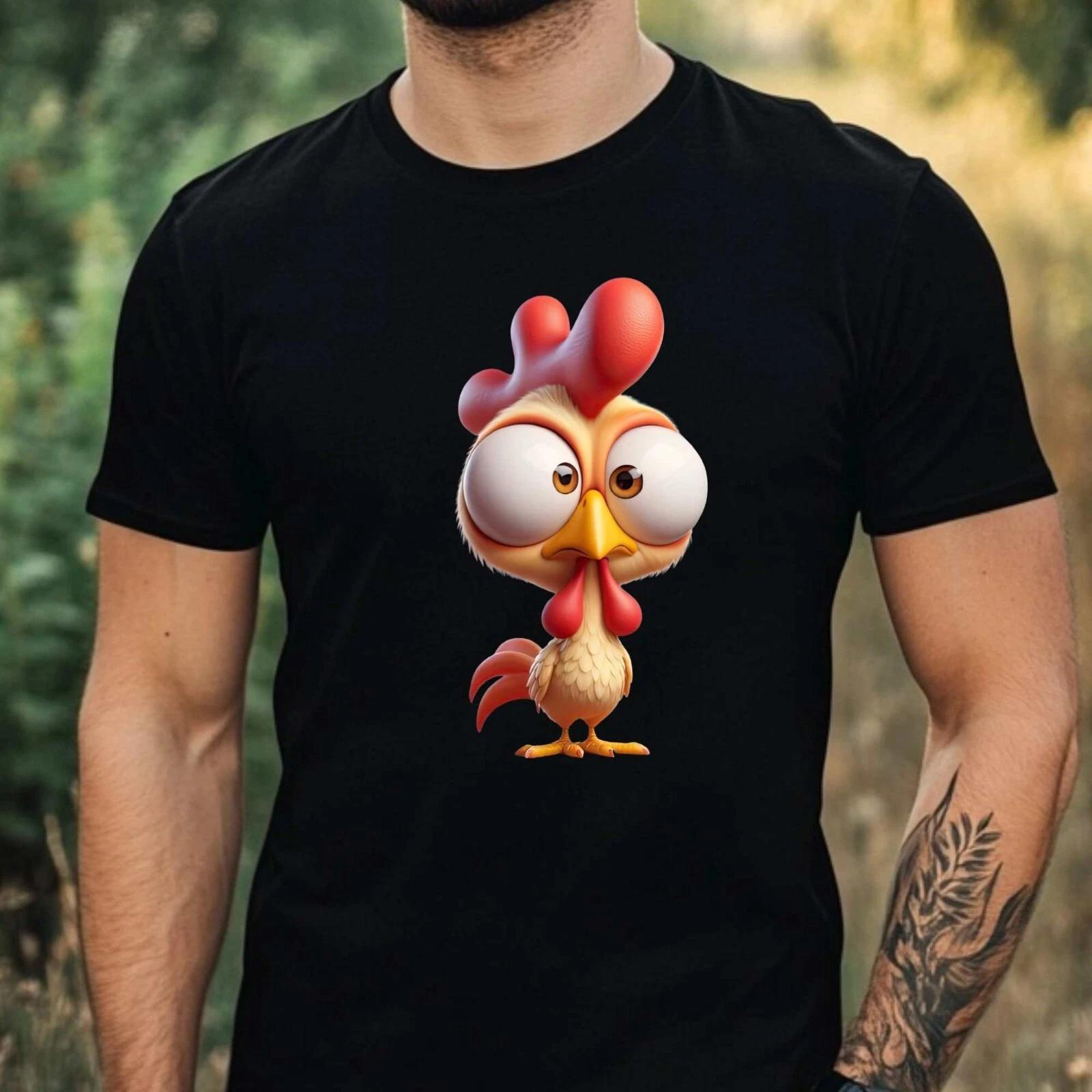 T-Shirt Herren Lustiges Huhn Motiv Baumwolle Größe XS bis 5XL XL