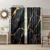 2 Pcs, Versatile Polyester Transparent Curtains for Home Decoration Black Marble Print for Use In Bedrooms and Living Rooms