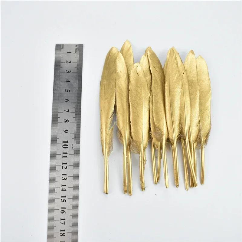 Gold Silver Goose Feathers For Crafts Duck Turkey Feather Decor Hats Jewelry Handicrafts Manmade Decorations Wedding Accessories
