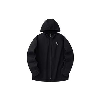 Basketball Series Solid Color Zip Hooded Running Sports Jacket Men Jacket Basic-Black 952411602-4