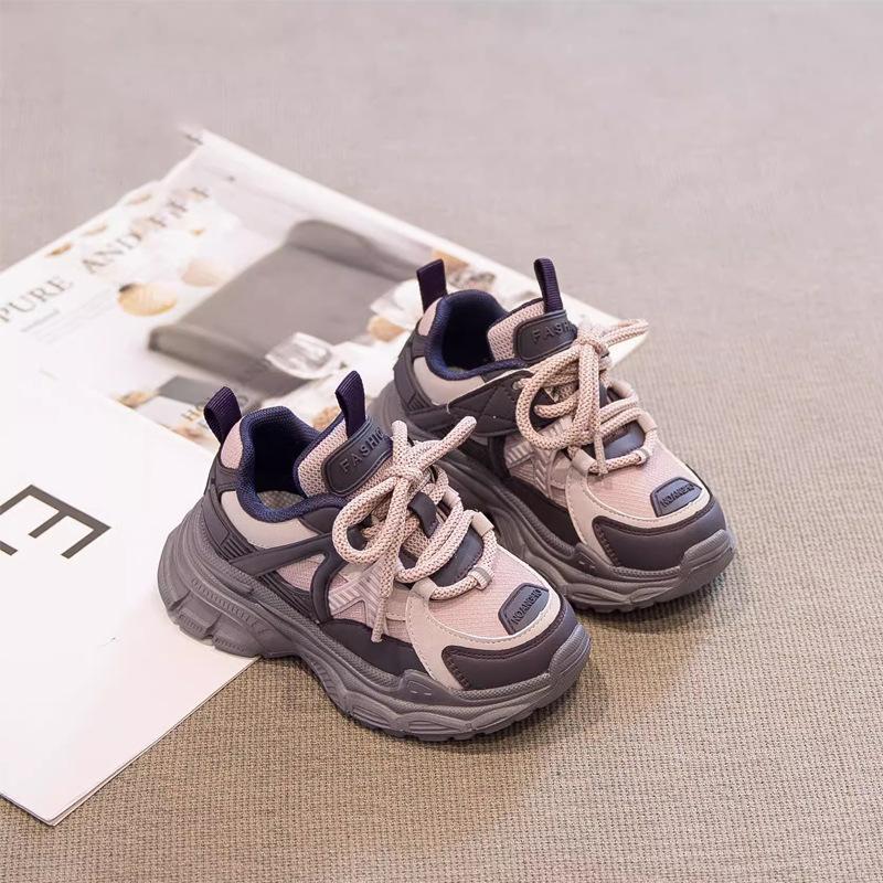 

Девочки папа 2024 новые детские дышащие спортивные большие дети жареные уличные кроссовки сезона кроссовки 26-31 yards FCL shot 48 pairs фиолетовый