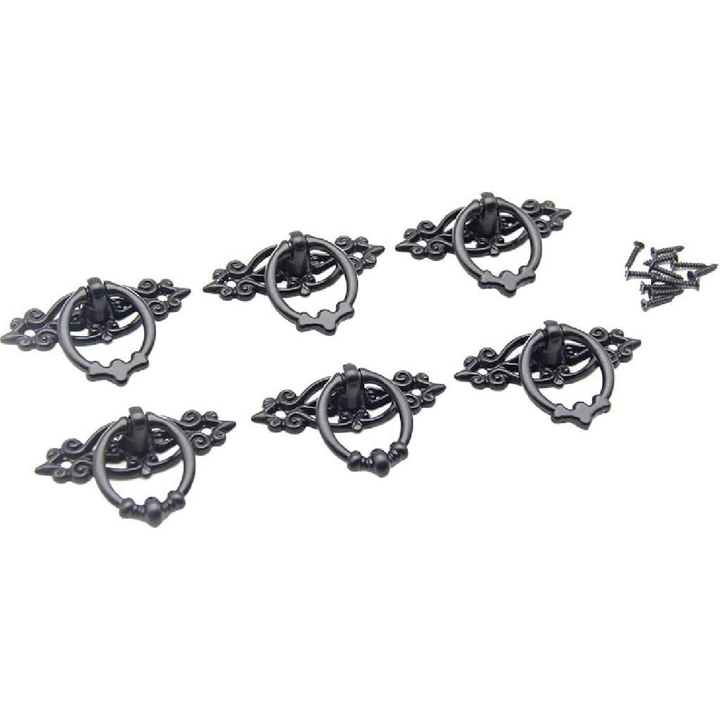 4 Pcs Vintage Lion Head Knobs Pulls Handles Antique Drawer Pull Ring Single Hole Decorative Hardware with Screws for Furniture Cabinet Cupboard Hand