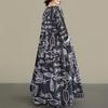 DIMANAF New 2026 Women Plus Size Spring Summer Beach Long Dress Print Black Maxi Long Sleeve Vintage Lady Loose Oversize
