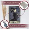 Cat Decor for Cat Lovers Metal Sign - Witch Cat Mom Metal Wall Art Tin Sign Indoor Halloween Decor Outdoor Black Cat