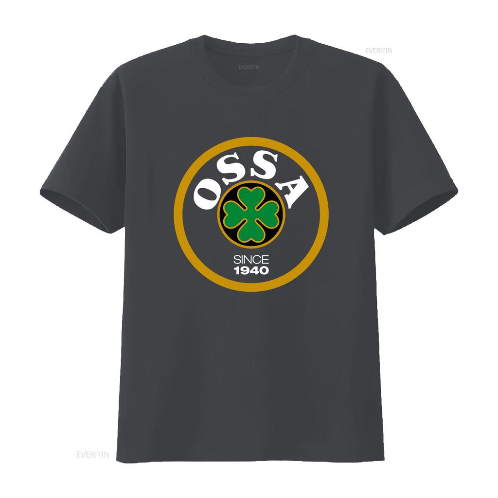 Ossa Motorcycles Unisexs Black T Shirt Size S 5xl 2 Sided With Logo And Four Leaf Clover Design Since 1940 Vintage Stylish