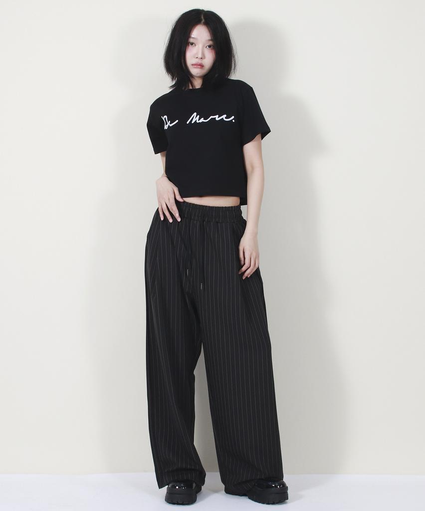 Deumakeu Solid Stripe Wide Pants Black