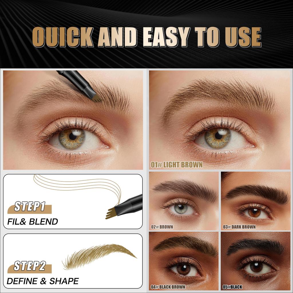 Waterproof Micro Liquid Eyebrow Pencil, Long-Lasting Non-Smudging Eyebrow Pencil, Natural Roots Are Clear, Four-Claw Water Eyebrow Pencil