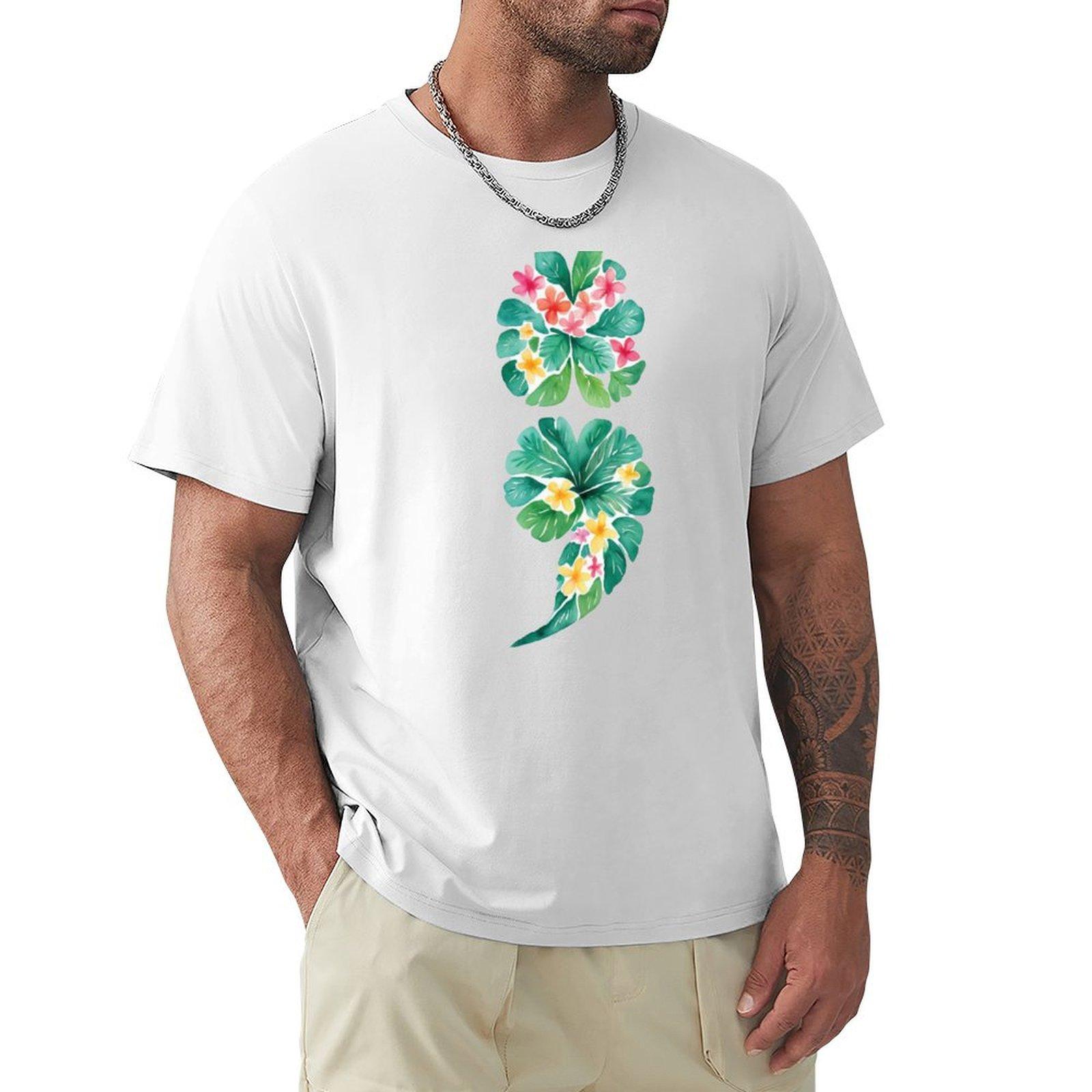Keep Going Tropical Semicolon TShirt graphic shirts oversizeds vintage graphic tee men clothes S