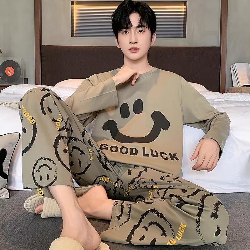 

Коллекция мужских пижам Осень-зима Клетчатая однотонная студенческая пижама, домашняя одежда, топы и брюки, пижамы, одежда для отдыха XL