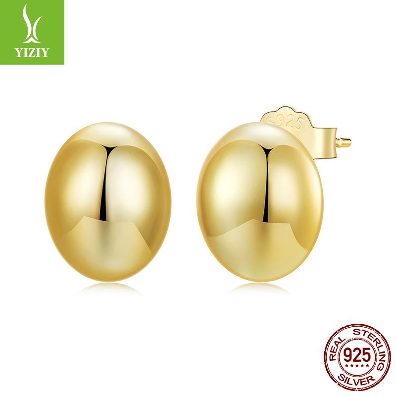 Metal Cold Wind 925 Silver Stud Earrings French Basic Niche Light Luxury Temperament Earrings Women
