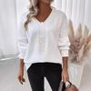 Suéteres casuales de moda para mujer, otoño invierno, estampados de colores sólidos, sueltos, de manga larga, con cuello en V y mangas largas