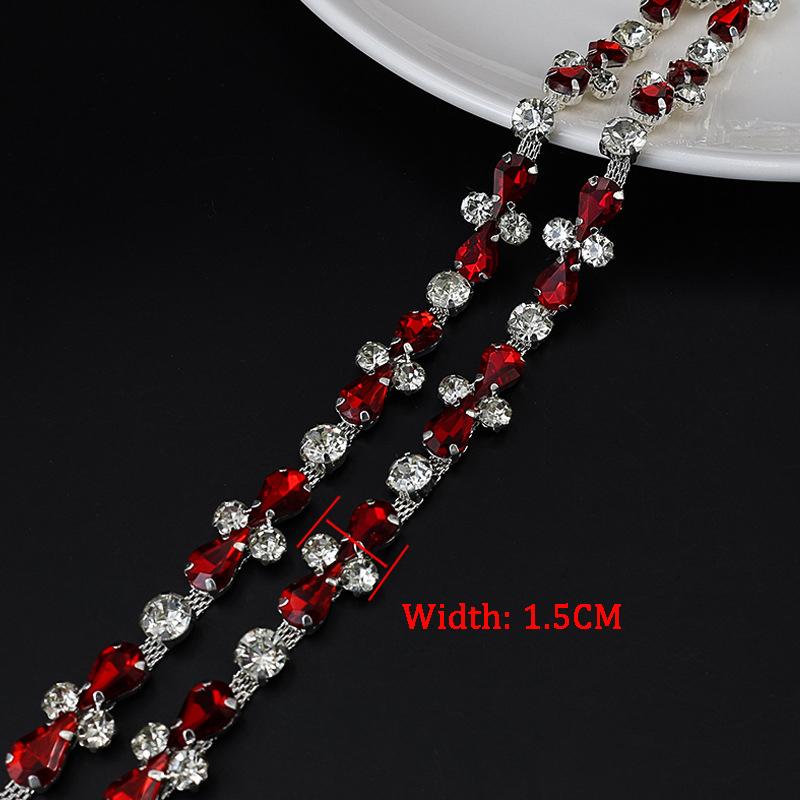 

10Yards Rhinestone Chain Diamond Trim Fringe Crystal Bling Accessories DIY Craft Wedding Party Decoration Gift Rhinestone Ribbon 10Yards красный