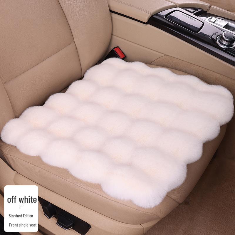 Universal Winter Car Seat Cushion Set - Thickened Fleece with Faux Rabbit Fur, Warm & Plush