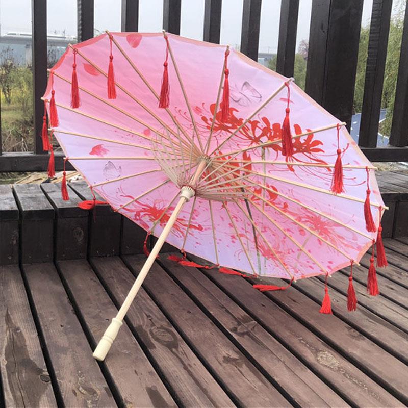 Traditional Hanfu Umbrella with Tassels for Women's Costumes and Children's Photoshoots