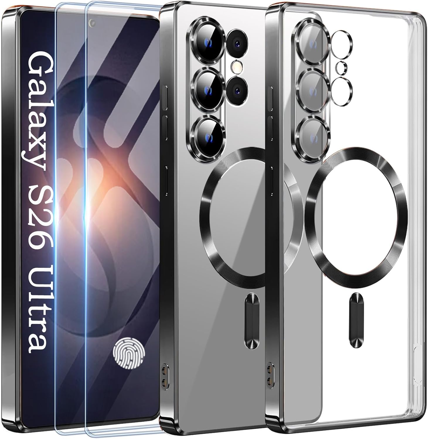 

For Samsung Galaxy S26 Ultra S26+ Phone Case with 2 Screen Protectors MagSafeFull Camera Cover Metallic Gloss Phone Case For Galaxy S26Ultra&Case & Screen Protector