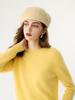 Women's Round Neck Cashmere Sweater - Solid Color, Thick Base Layer, Long Sleeves for Autumn/Winter