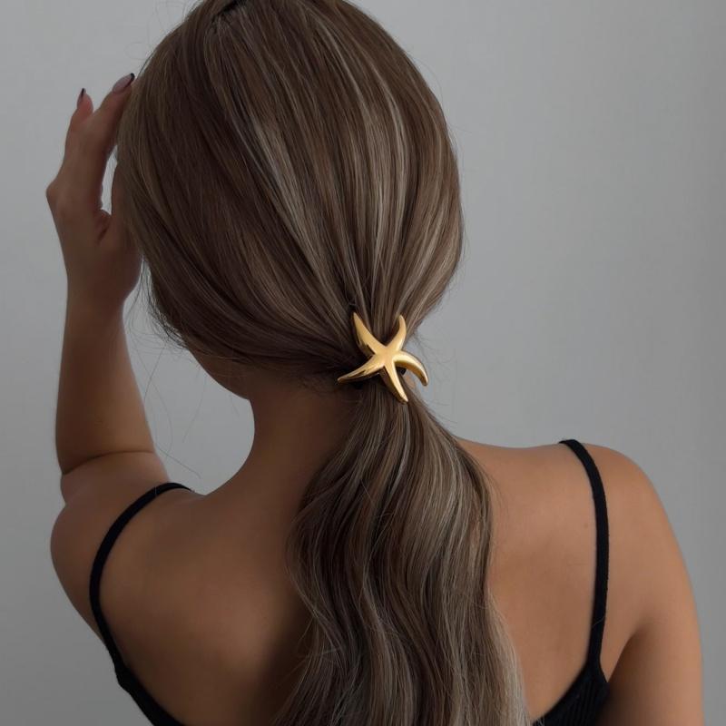 Metal Irregular Shell Starfish Hair Bands for Women Simple Hair Scrunchies Elastic Hair Rope Ponytail Hair Accessories