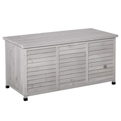 Garden Box, Weather-Resistant, Breathable, Cushion Box, Storage Box, Spruce Wood, Gray, 127 X 56 X 60 Cm