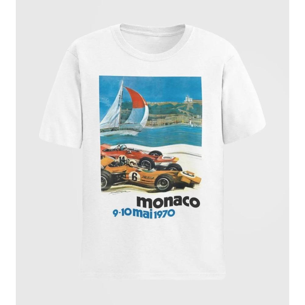Monaco Grand Prix 1970 Vintage Racing Poster Oversized T-Shirt, Classic F1 Graphic Tee, Unisex Casual Top