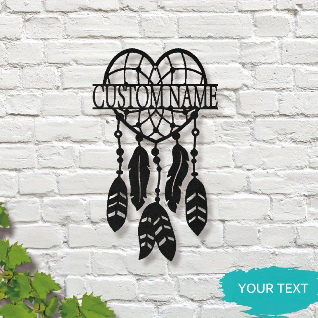 

Custom Personalized Metal Love Leaf Wall Art Exquisite Name Dreamcatcher Decor Living Room M чорний