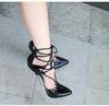 Cross Tied 16cm Heels Roman Women Shoes Fashion Thin with Sandals Big Size Shoes 47 Evening Model Nightclub WZ