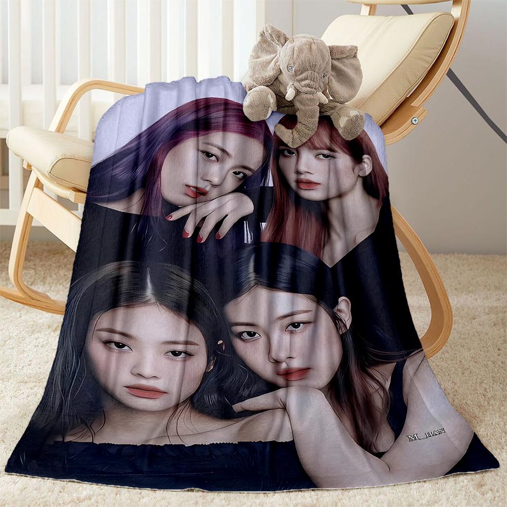 Girl Group Poses Blanket Soft Warm Cozy Suitable for Picnics Couch Office Chair Four Seasons Universal Digital Print