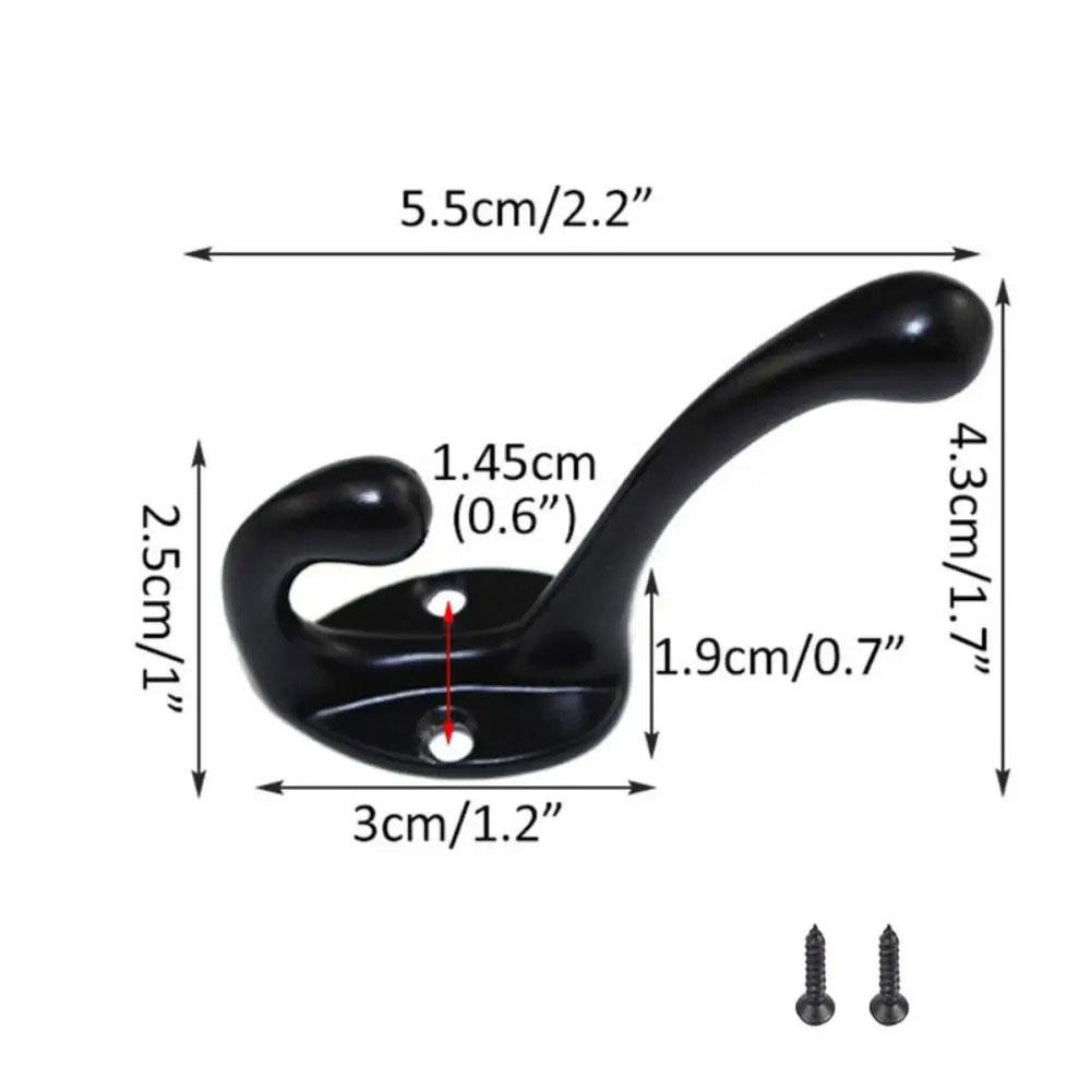 

10pcs Vintage Alloy Home Hat Coat Clothes Towel Wall Door Hangers Hooks Bathroom Accessories Modern Black Coat Hooks 55*43mm