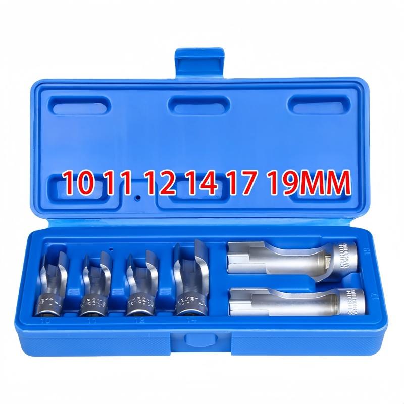 6 Piece Open End Wrench Set 10 11 12 14 17 19mm for Automotive Repair with Groove Design for Better Grip and Control