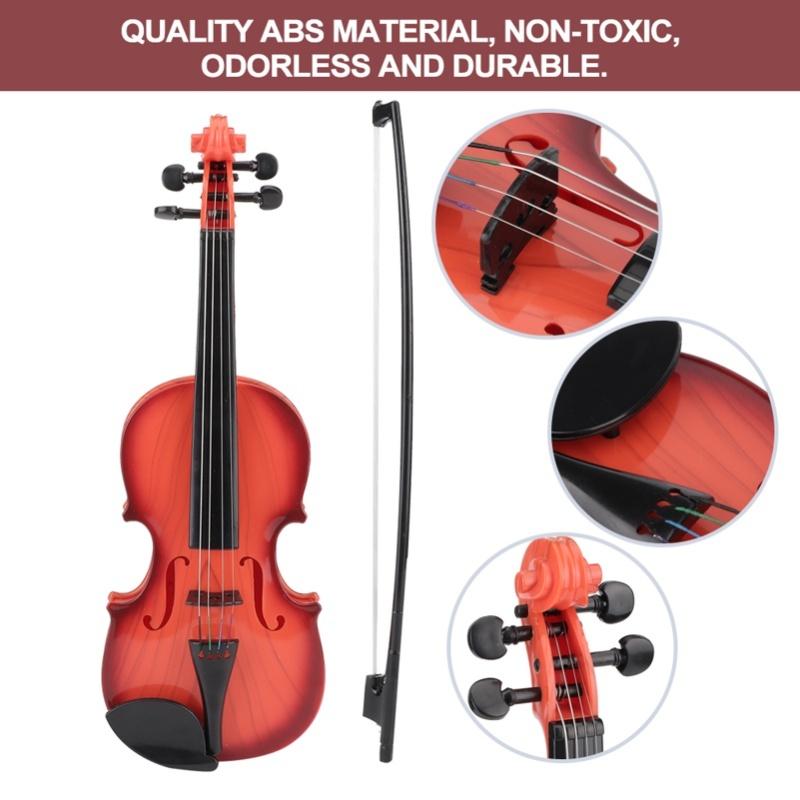 Simulated Kid Acoustic Violin Toy Adjustable String Musical Beginner Develop Instrument PracticeLight Brown