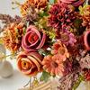 Artificial Rose Flower Bouquet Realistic Mixed Faux Rose Dahlia Chrysanthemum Ball Flower for Wedding Bridal Bouquets Table Centerpieces Baby Shower