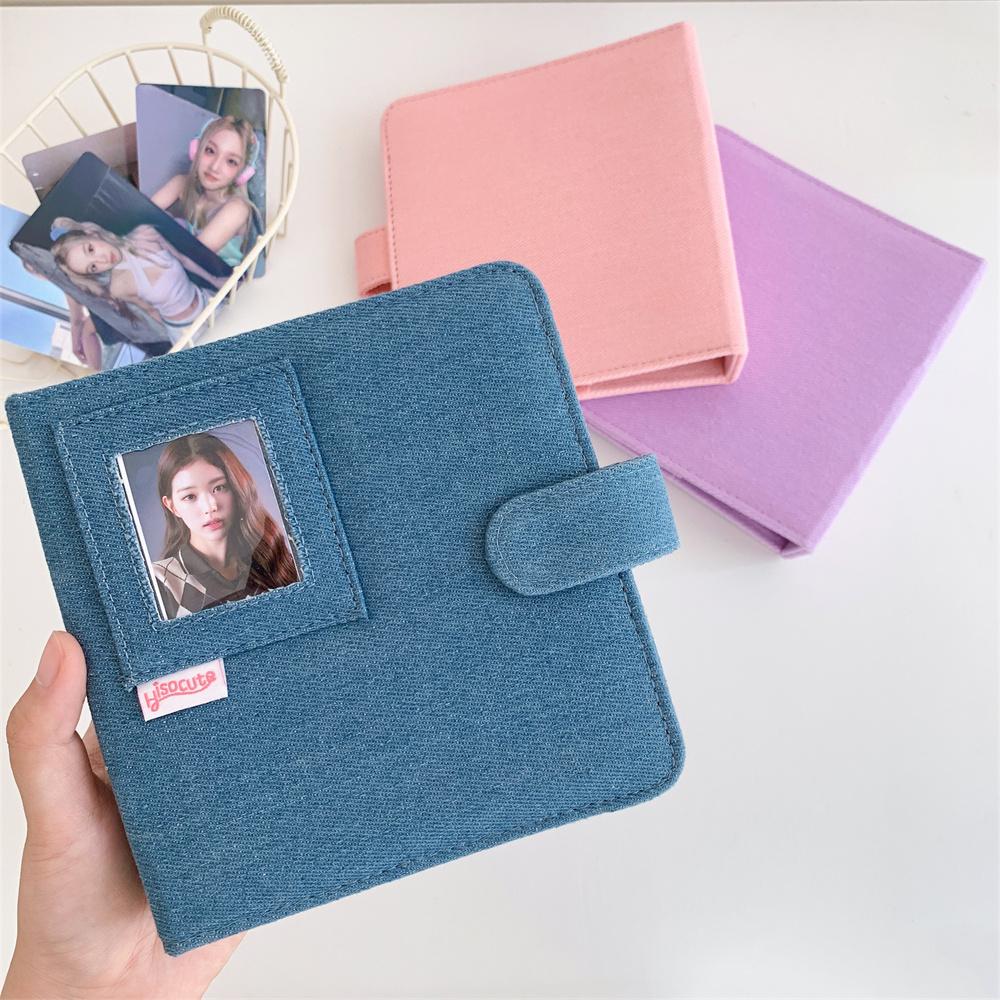 Vintage Jeans Po Album With 10pcs Sleeves DIY Binder Pocard Holder Collection Kpop 3inch Cards Collect