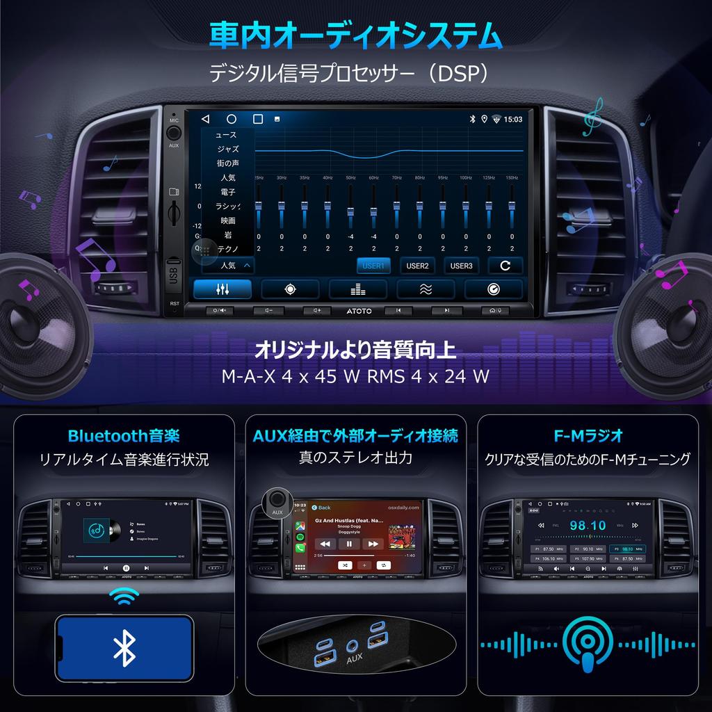 ATOTOEXCEL A5L Android Car Navigation System CarPlay Wireless Android Display OBD2 Car Diagnostic DPS and GPS HDMI Video Playback Approval Certified