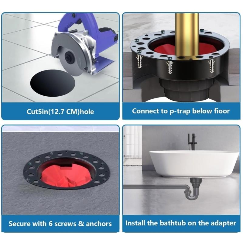 Bathtub Drain Rough Set Easy Installation Drain Systems Bath Drain Set Suitable for Freestanding Bath Installations