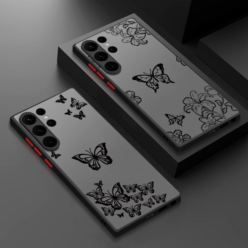 Ultra Slim Frosted Black Case für Samsung S24 S23+ S22 S21FE A51 A71 A13 4G A52 A34 A54 5G Note 20 Soft Edge PC Bumper Cover