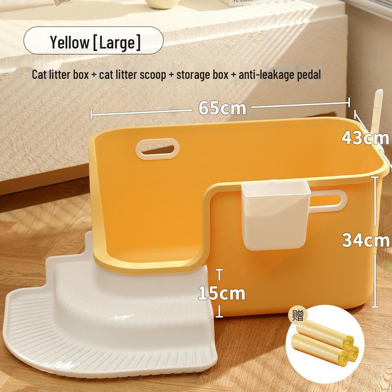 Halvsluten, överdimensionerad, stänksäker kattlåda - Lätt att rengöra för husdjur