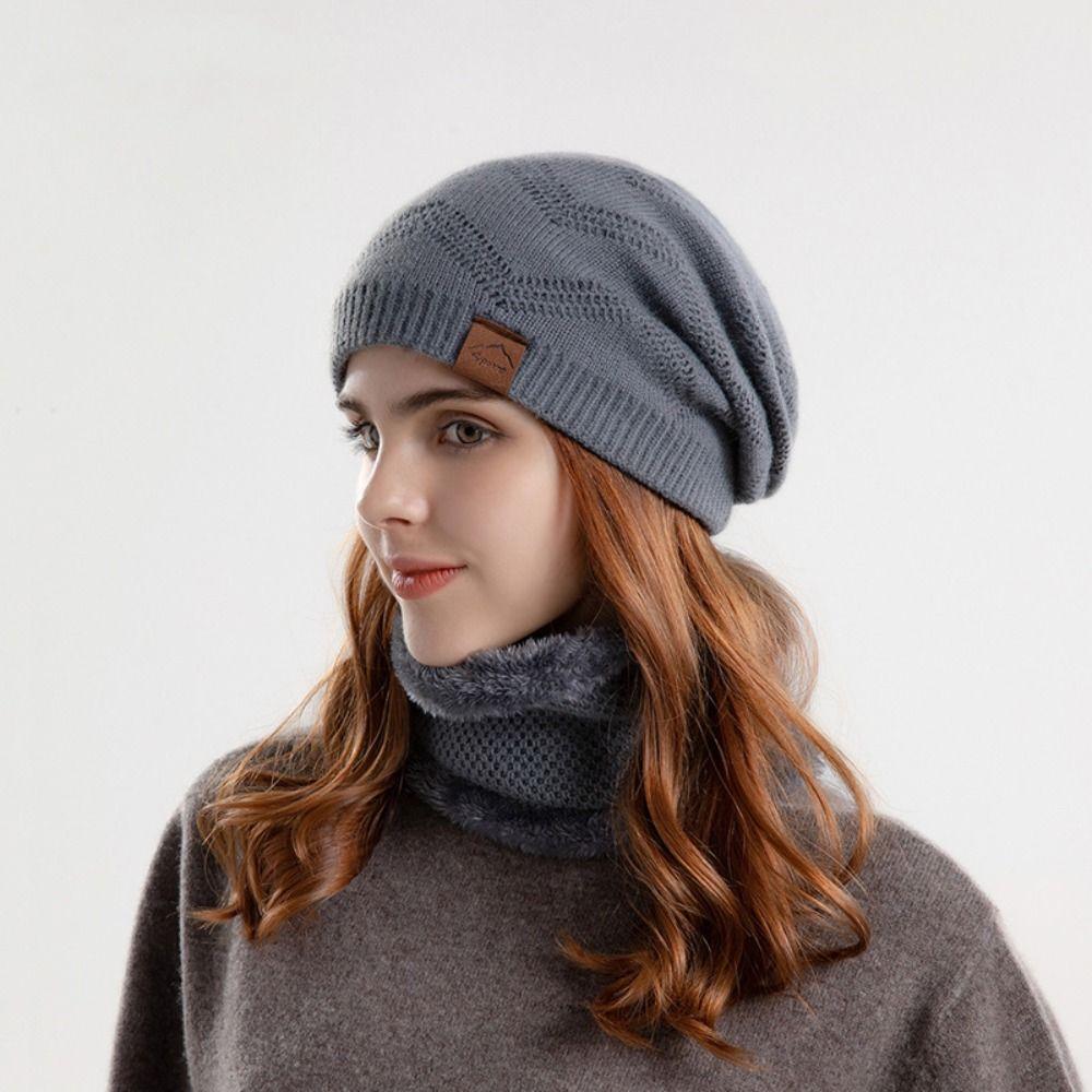 Stylish Design Thermal Knit Cap soft Warm Wool Hat Winter Beanie Hat Scarf Set Women/men