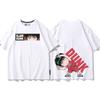 Cool anime Slam Dunk cartoon short-sleeved T-shirt for men summer front and back print loose clothes around Yukawa Kaede
