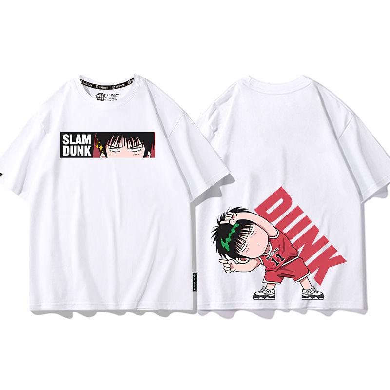 Cool anime Slam Dunk cartoon short-sleeved T-shirt for men summer front and back print loose clothes around Yukawa Kaede
