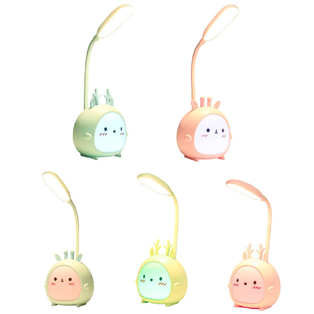 Portable LED Table Lamps 3 Lighting Modes Cartoon Deer Eye Protection USB Charging Reading Desk Light Night Light