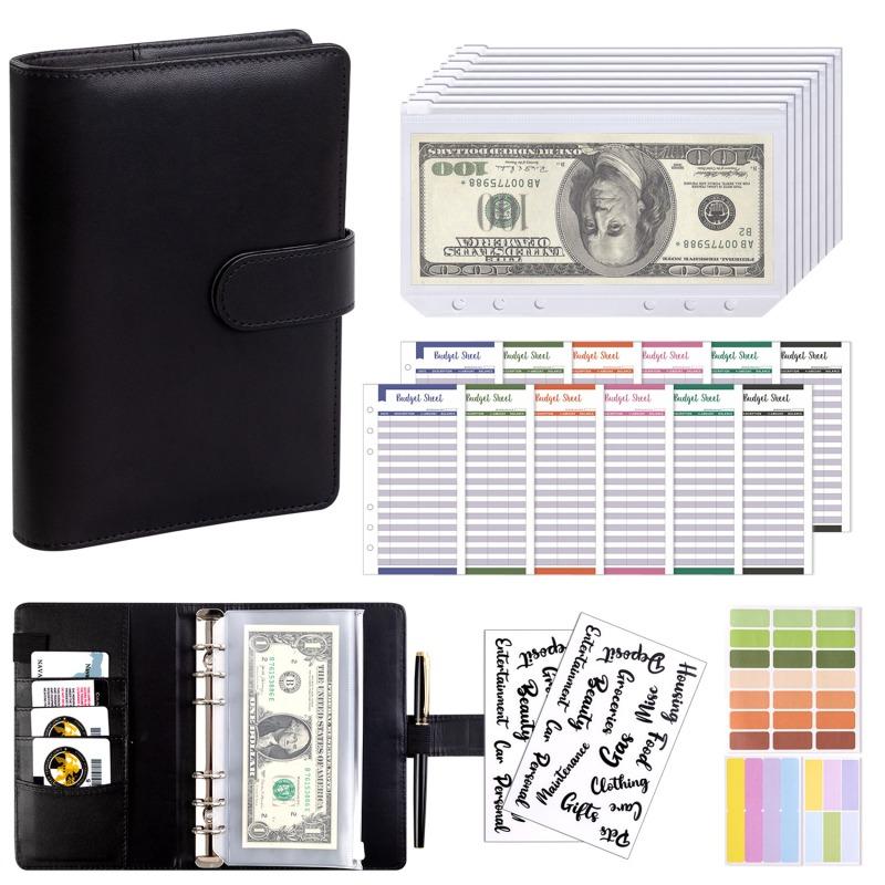 Portable A6 Cash Envelope Budget Notebook With 6 Holes Loose Leaf Binder For Saving Money Financial Management Planner